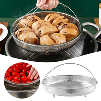 Multi-function Stainless Steel Steaming Tray Drain Basket Durable Fruit Vegetable Drainage Basket Cooking Steaming Grid Steamer