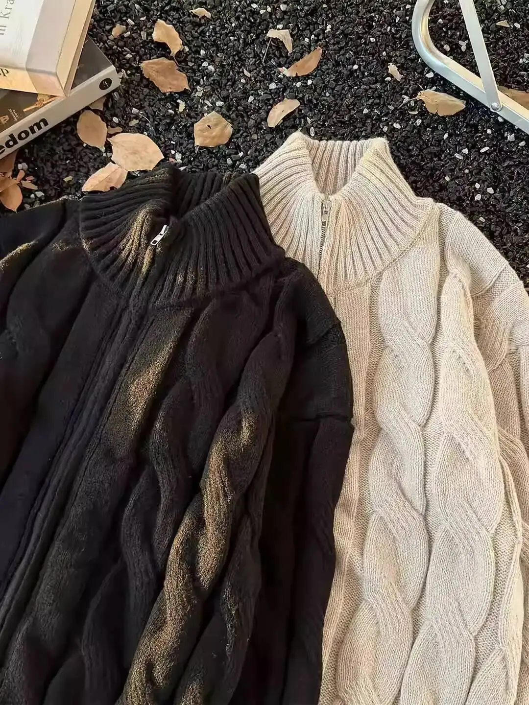 

Unisex Sweater 2026 Spring Men's Turtleneck Knitting Zip Cardigan Warm Retro Trendy Casual Outerwear Knit Sweater