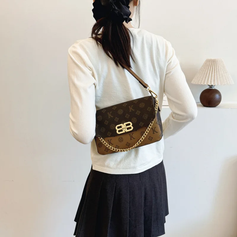 

Дизайнерская квадратная сумка с монограммой для женщин, винтажный принт, цепочка с ремешком, кошелек через плечо, роскошная мода