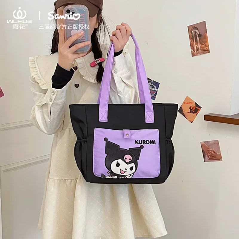 minha-melodia-bolsa-crossbody-bolsa-de-ombro-anime-grande-capacidade-versatil-impressao-de-deslocamento-lona-kawaii-dos-desenhos-animados-sacola