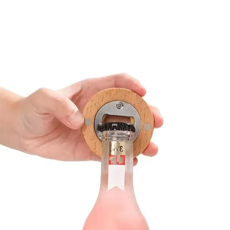 Pack of Bamboo Round Bottle Openener Magnets for Fridge, Ideal for Home, Bar, and Party Use (1/5/10/30 Pieces)