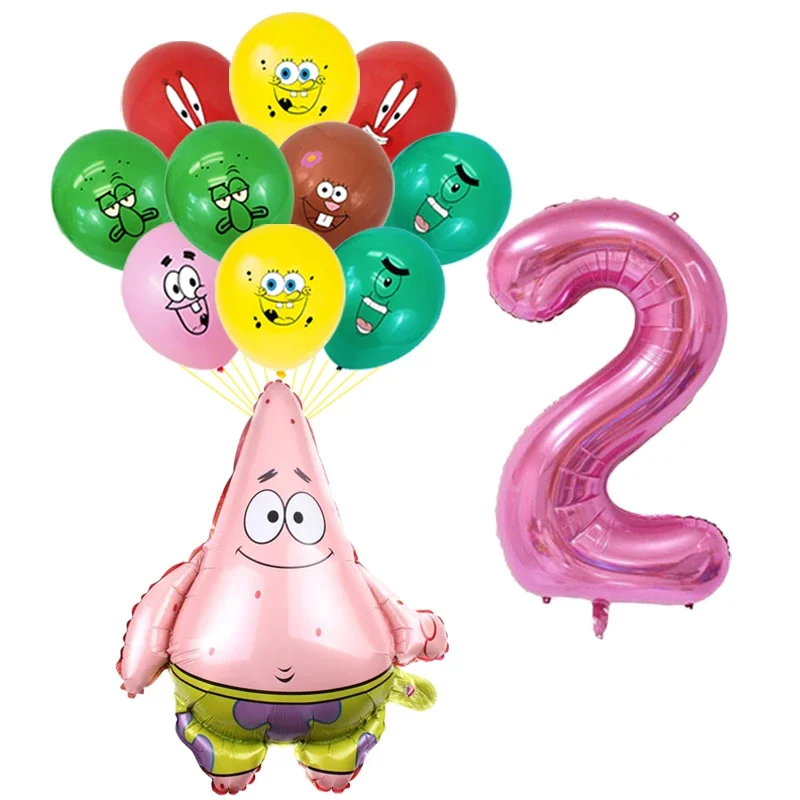 12szt śliczne SpongeBob SquarePants Patrick Star Balony Ball Globos Number Dekoracja urodzinowa Balony na baby shower dla dzieci