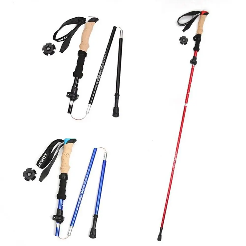 Balance Support Aluminum Outdoor Trekking Poles EVA 5 Section Cross Country Cane Colorful Telescopic Wading Staff Camping