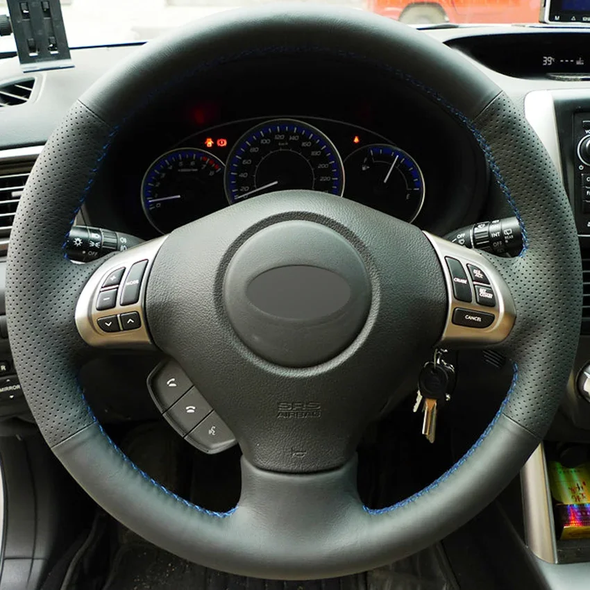 

Black Leather Hand-stitched Car Steering Wheel Cover for Subaru Forester 2008-2012 Impreza 2008-2011 Legacy 2008