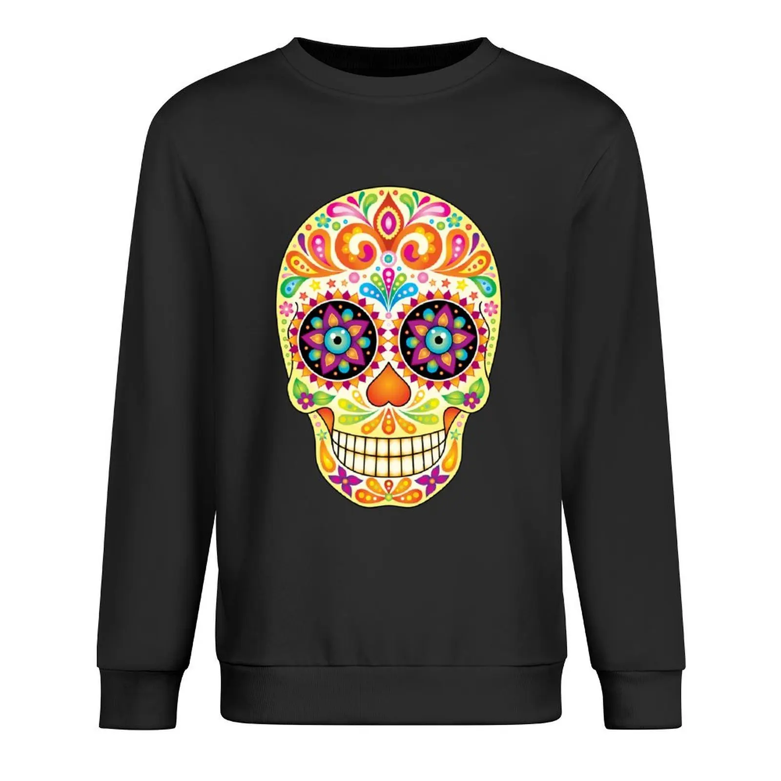 الملونة السكر الجمجمة الفن-يوم الموتى البلوز الكورية نمط ملابس الرجال قميص العرق ملابس للرجال الرجال البلوز #1