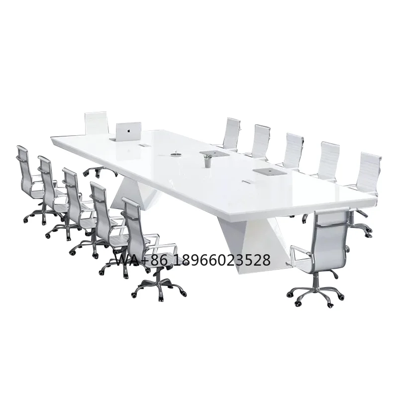 

Hot Sale Modern Luxury Office Furniture Meeting Room Conference Meeting Table Large Size White Glossy Table