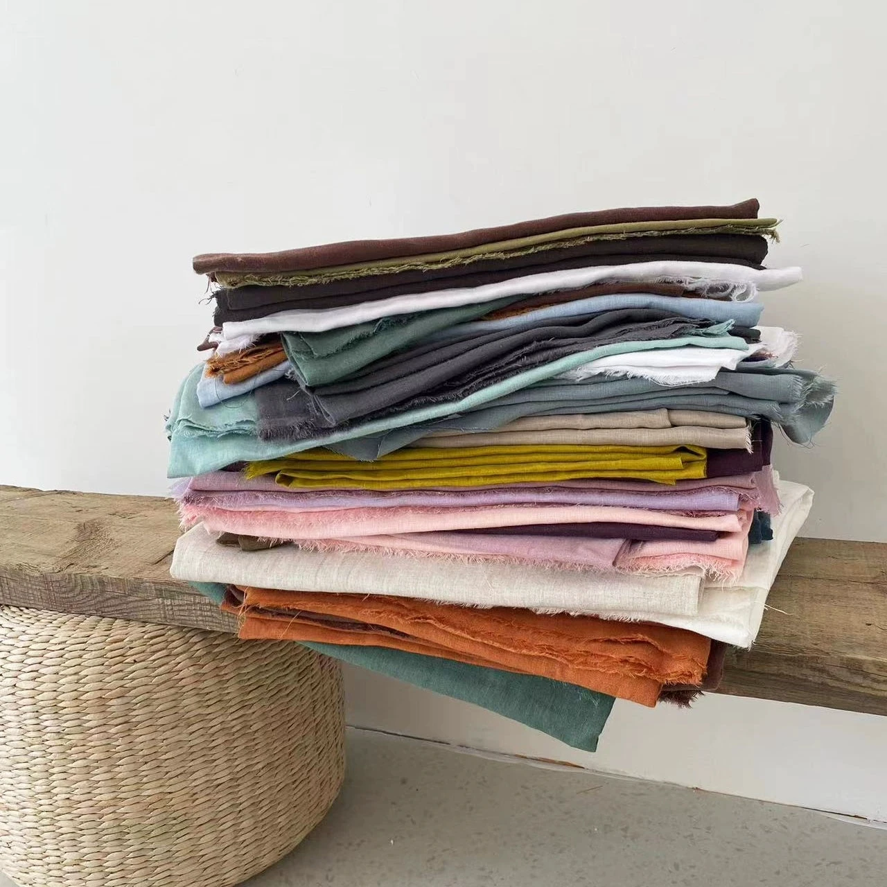 30 colores hechos a mano, lino de lino lavado con piedra 100% natural personalizado, pedido como chatamos