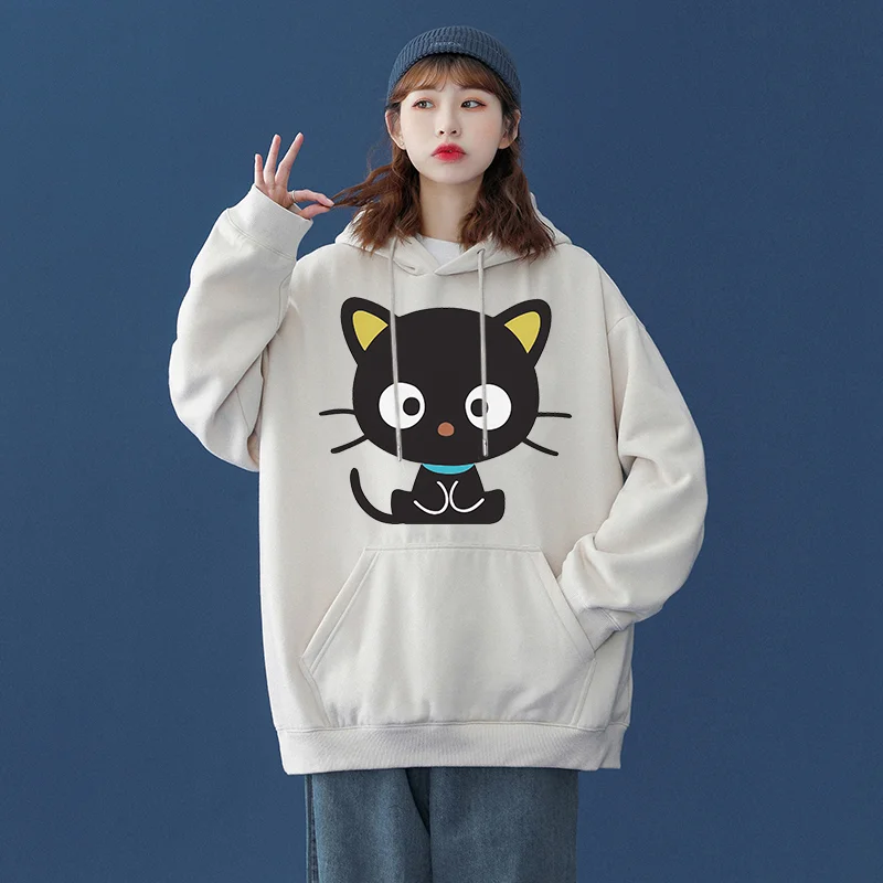 Sanrio Choco Cat Men\'s and Women\'s Hoodie Casual Street Clothing Long sleeved Sweatshirt Boys and Girls Autumn Top Coat