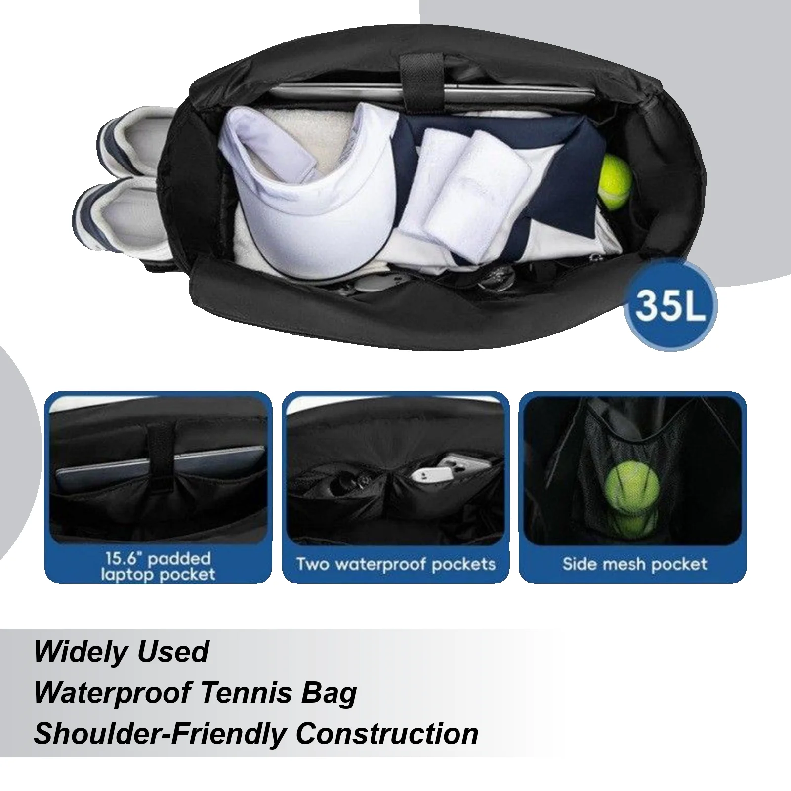 

Tennis Handbag with Shoe Compartment, Tennis Badminton One Shoulder Bags for 2 Rackets, Waterproof Lightweight Tote Women