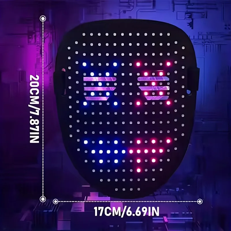 LED Mask with Gesture Sensing, Unisex Light Up Mask with Face Transforming, Lighted Mask for Kids Adult Costume Cosplay Party