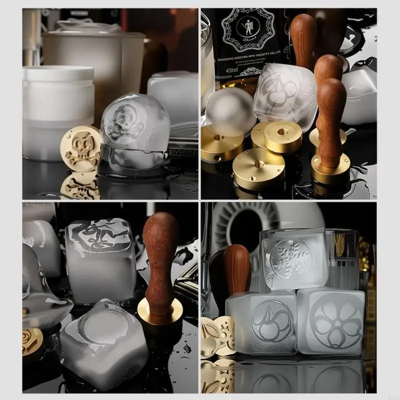 

Multifunctional Ice Stamper Retro Handle Metal Ice Embossing Tool For Desserts Beverages And Baking Project B03E