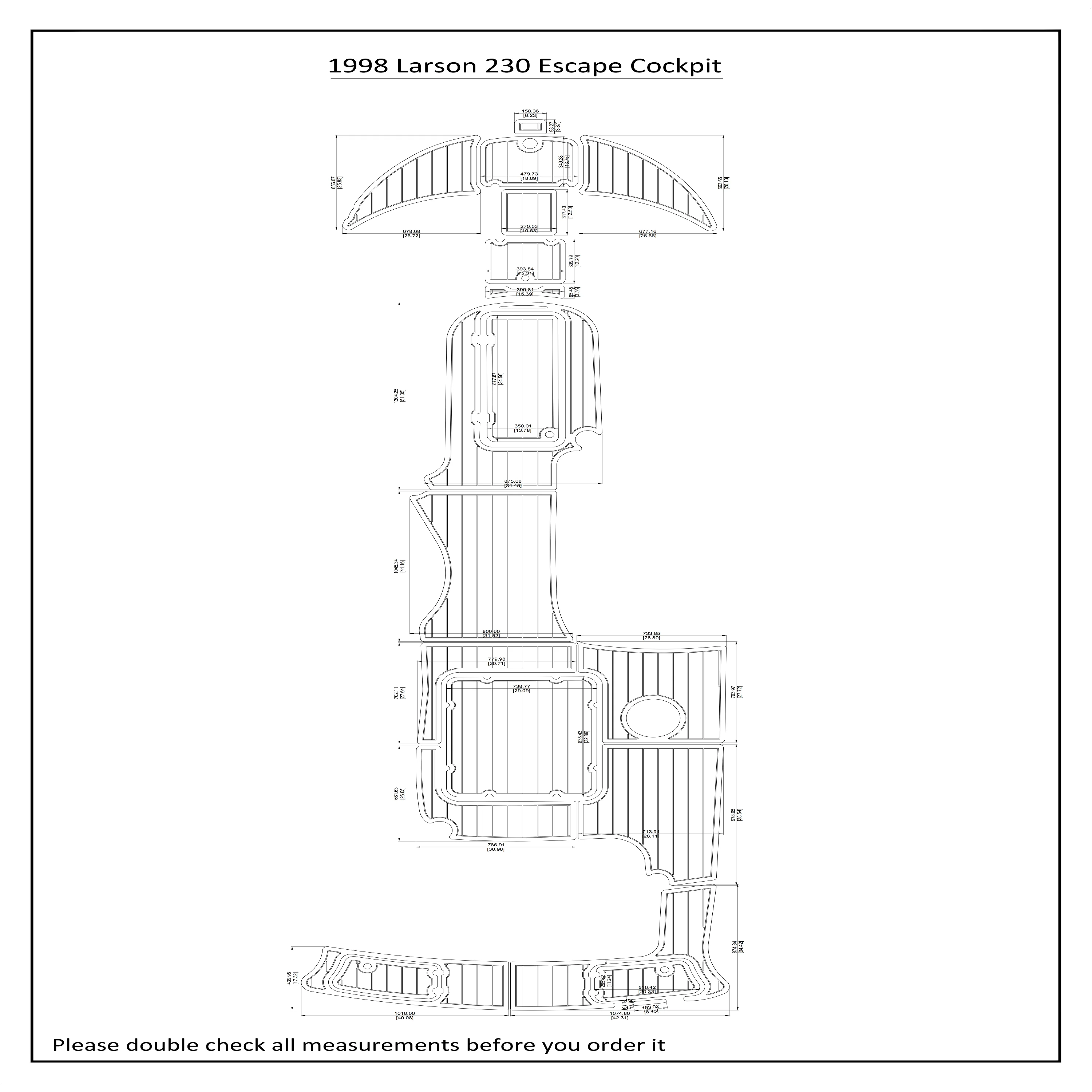 

1998 Larson 230 Escape Cockpit Boat EVA Faux Teak Deck Floor Pad