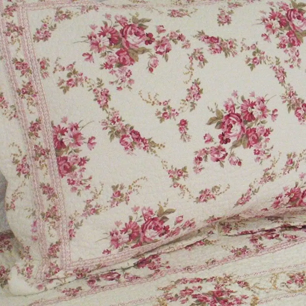 Garden Themed Bedding Vintage Pretty Antique Scalloped Edging Shabby Chic Elegant Reversible French Country Cotton,Synthetic