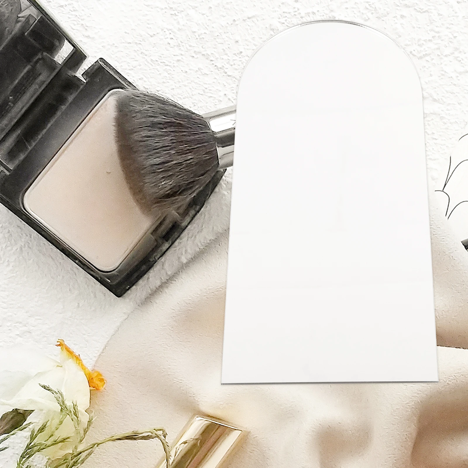 Accesorios de espejo acrílico DIY, 5 uds., arco plateado de 2mm, hoja decorativa de 10x20cm para suministro de espejo de mesa de dormitorio para el hogar