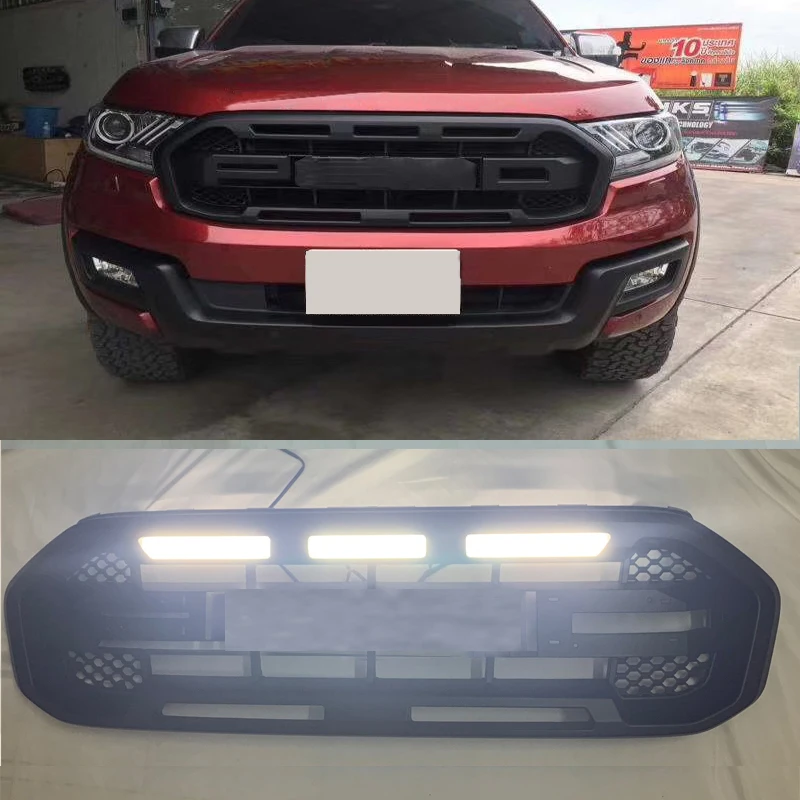 Front Grille Bumper Mesh Mask Cover Grill Grills For Ford  EVEREST ENDEAVOUR 2015 2016 2017 2018 Car Styling AB60005235