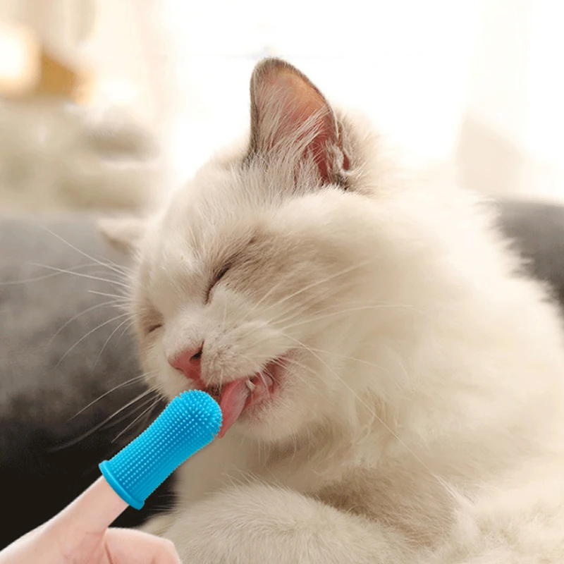 Pet Finger Cots Cat Toothbrush Finger Cots Dog Brushing Kits Cat Bad Breath Removal Small Dog Dental Cleaning Products