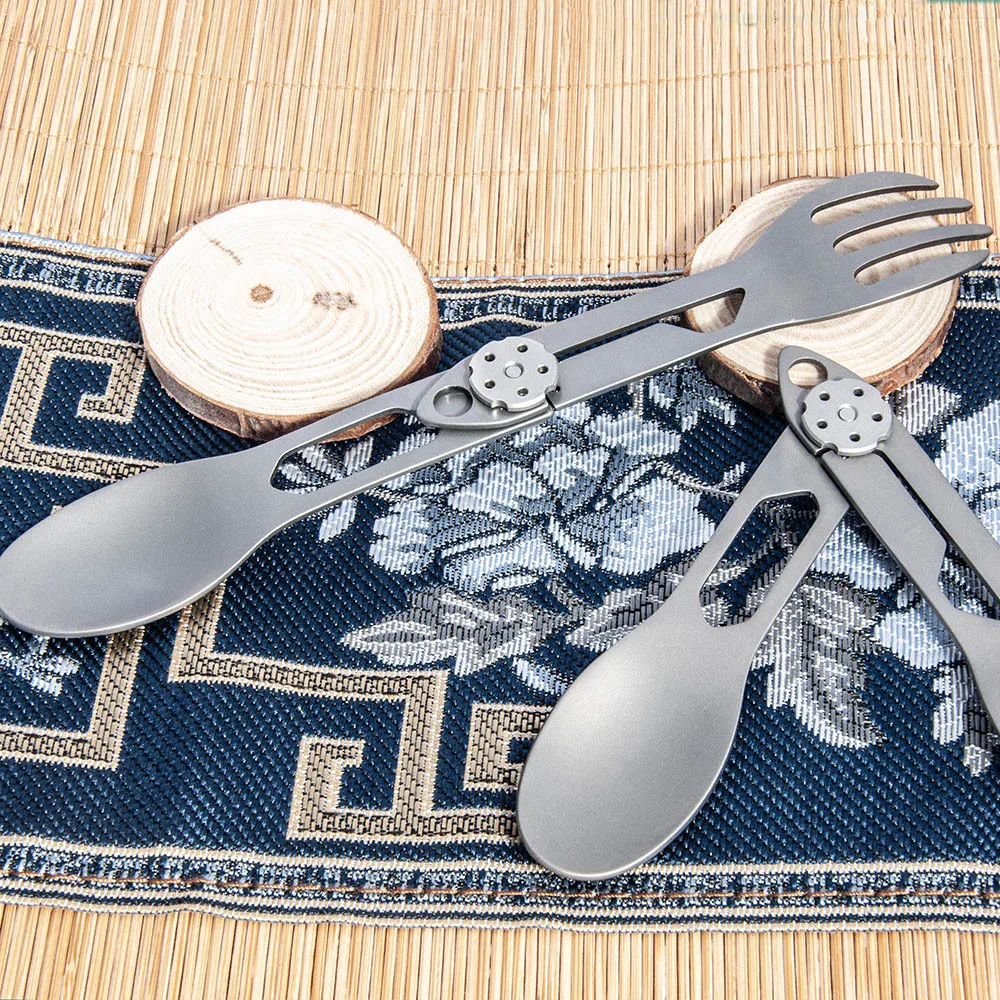 

Titanium Alloy Multifunctional Dual-purpose Bottle Opener Fork Spoon Portable Outdoor Camping Tableware and Supplies