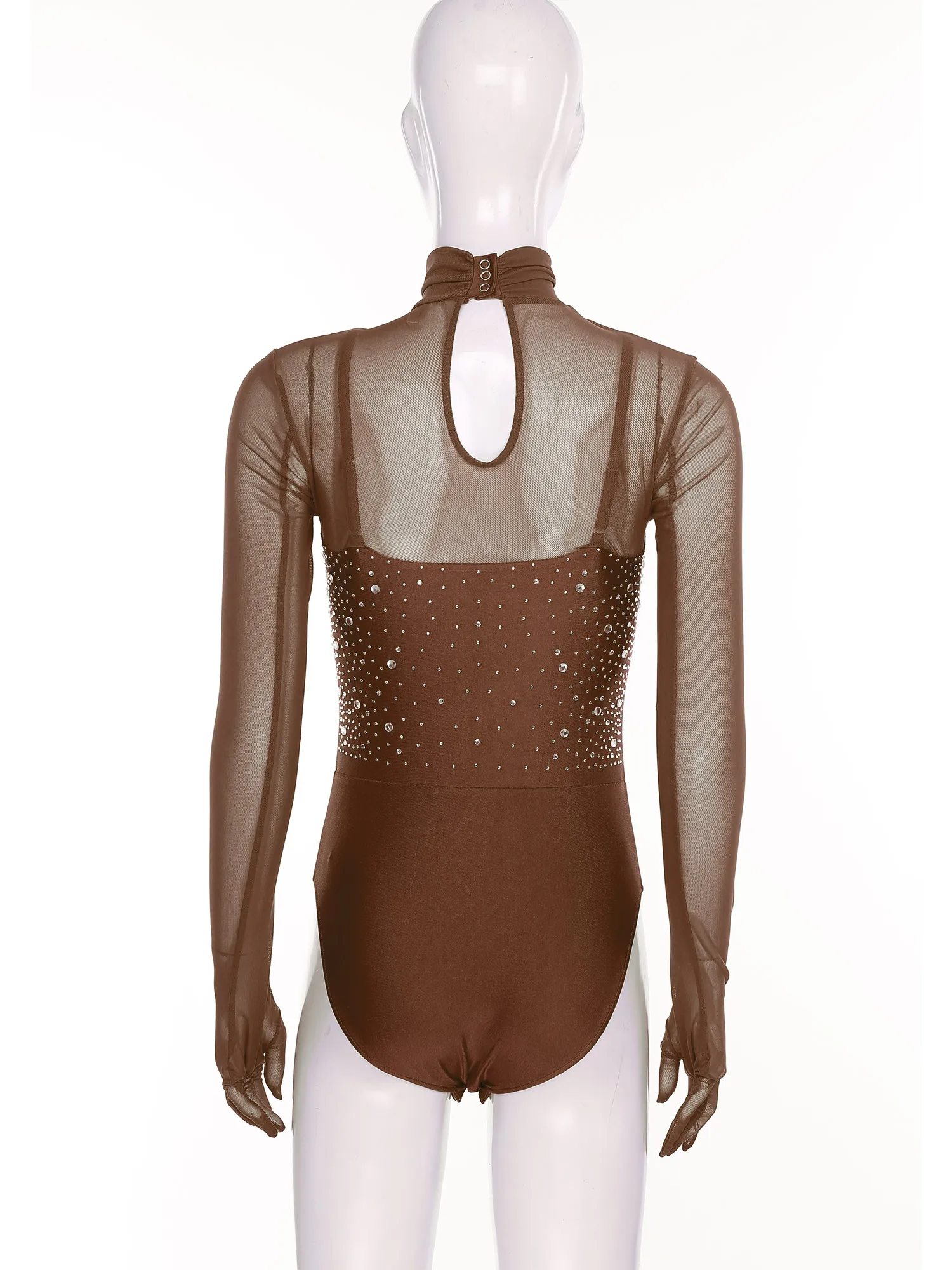 Trikots für Tanz, Damen, Eiskunstlauf, Rhythmisches Gymnastikkostüm für Leistungswettbewerb, lange Ärmel, Strass-Body