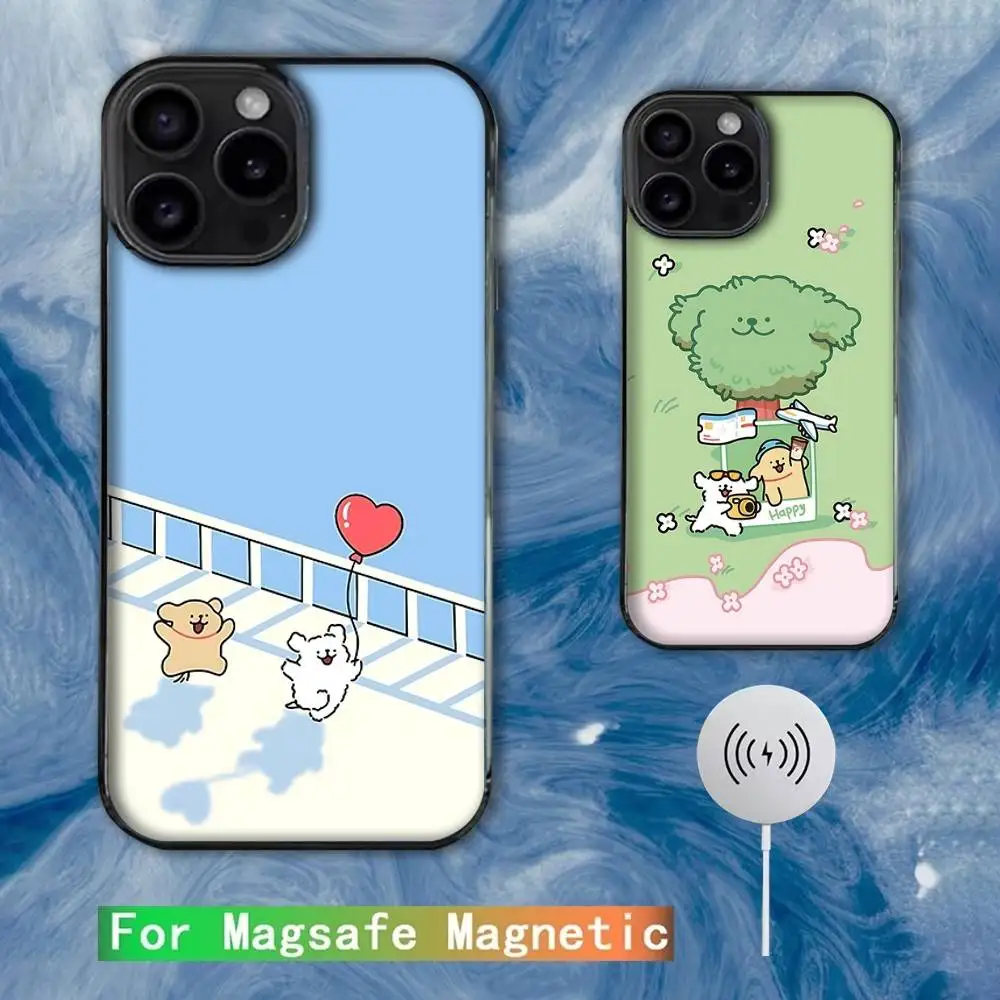 

Line Puppy M-Maltese Phone Case For iPhone 16e,16,15,14,13,12,11,Plus,Pro,Max,Mini Magsafe Magnetic Wireless Charging