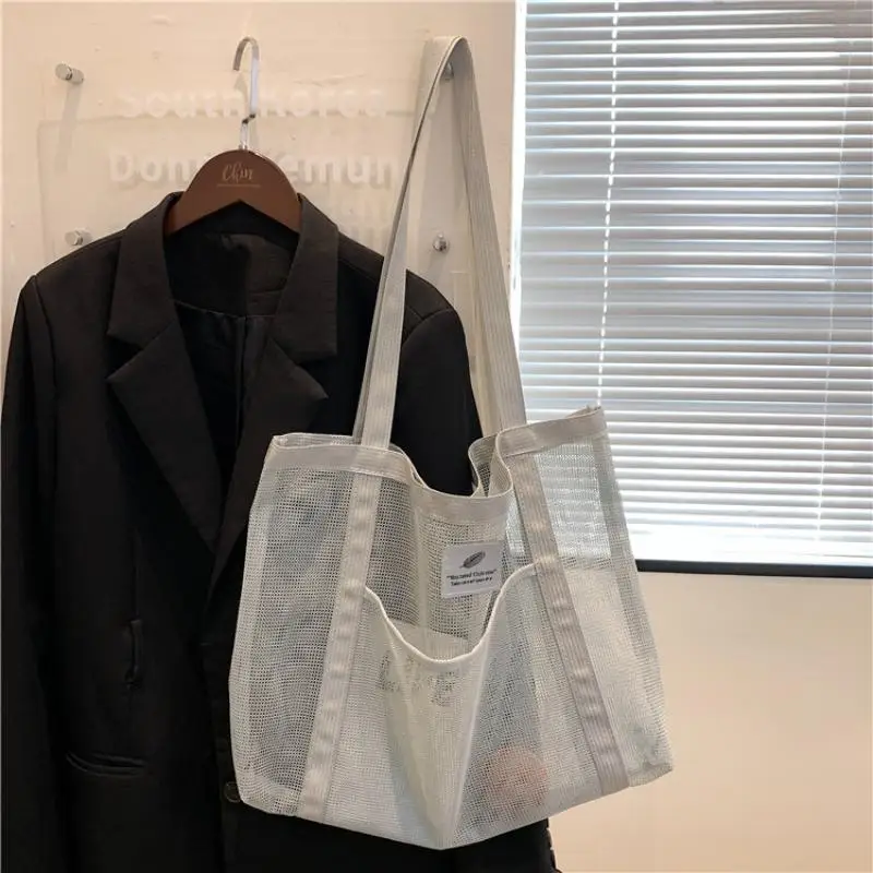 Transparente Mesh-Umhängetasche für Damen, Modische Tragbare Handtasche zum Einkaufen, Reisen, für den Strand, Netz-Tasche – Detail 6