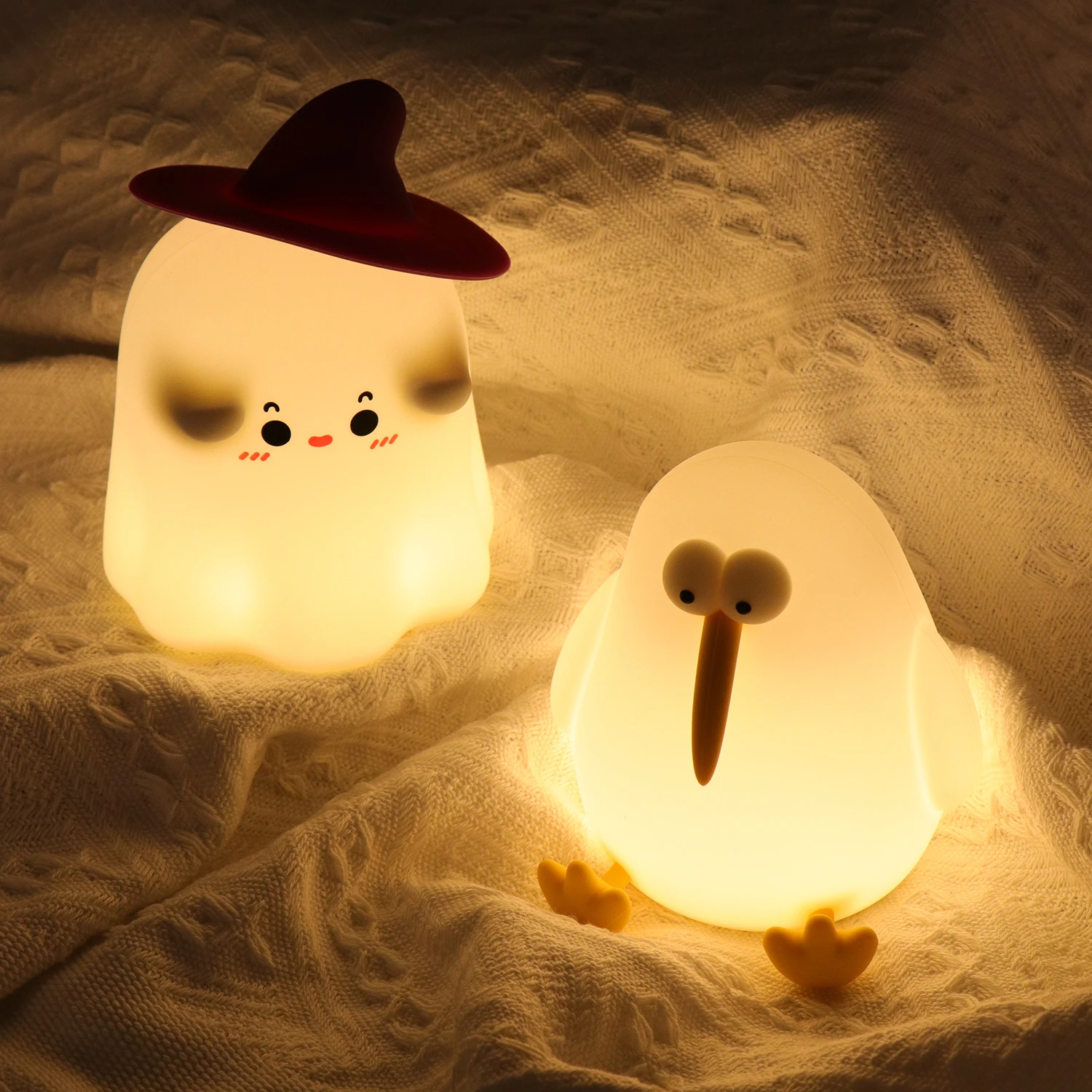 LED Night Light Cute Cartoon Animals Silicone Lamp for Children Kid Touch Sensor Timing USB Rechargeable for Birthday Xmas Hallo