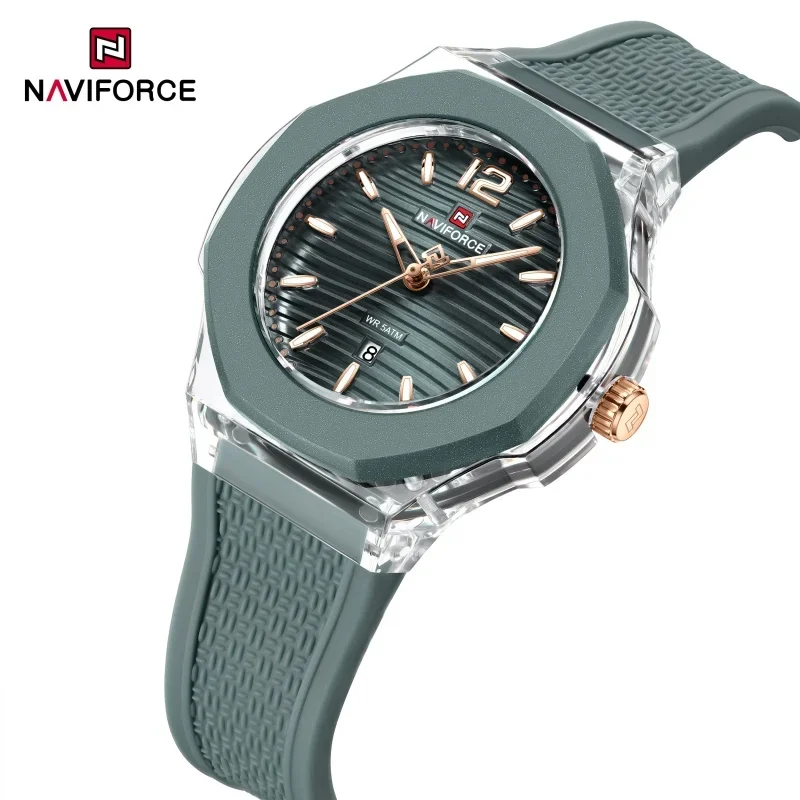 

NAVIFORCE NF6109 Women Stylish Watch 5ATM Water Resistance Silicone Strap Date Display Night Illumination Classic Watch