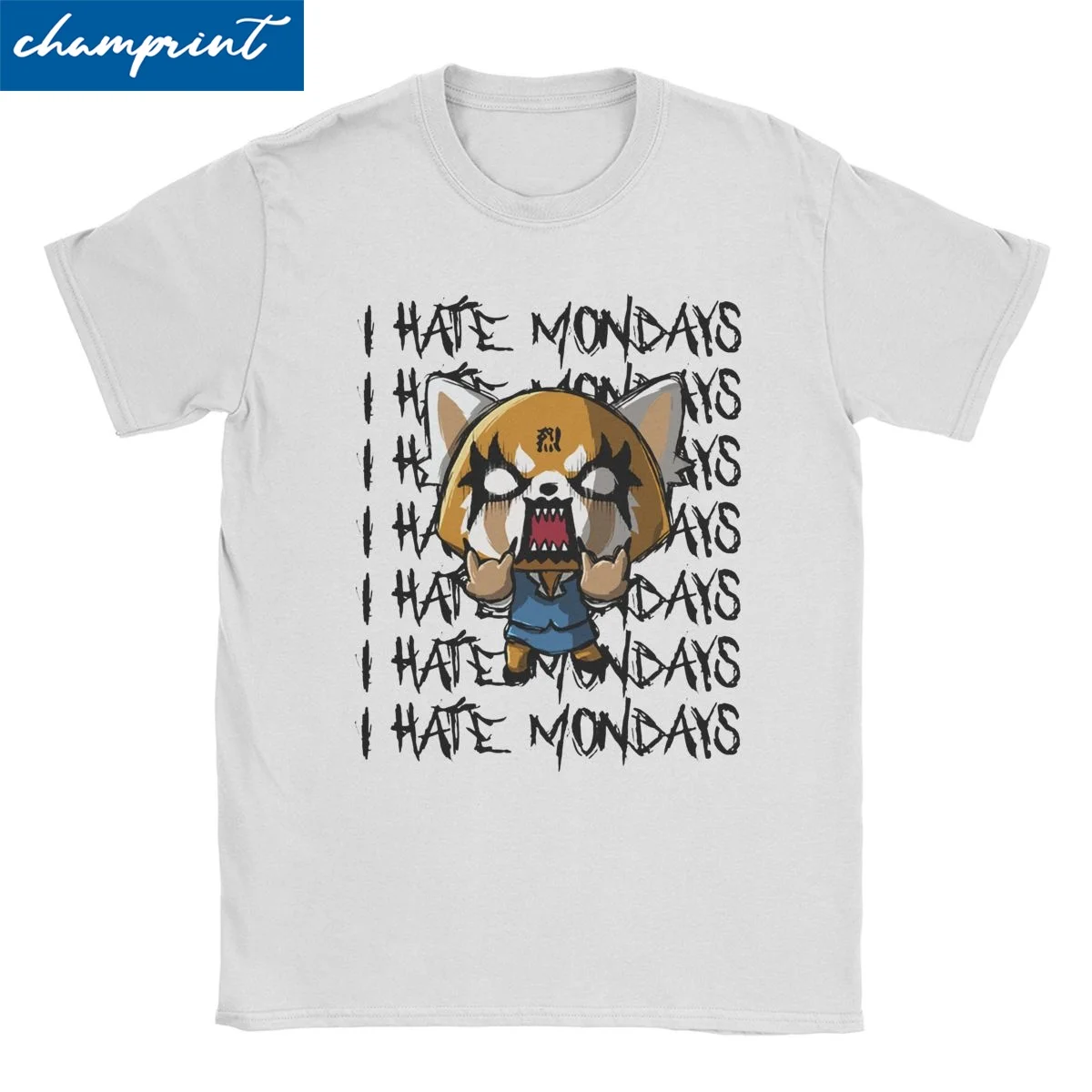 Aggretsuko Aggressive Retsuko I Hate Monday for Men Women T Shirt Casual Tees Crew Neck T-Shirts Pure Cotton Printed Tops