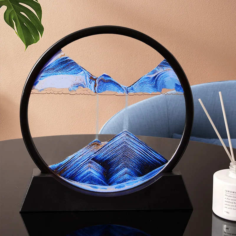 

12 Inch Round Flow Sand Painting Glass Craft Gift Creative Home Decoration Three-dimensional Art Cultural Hourglass Ornaments