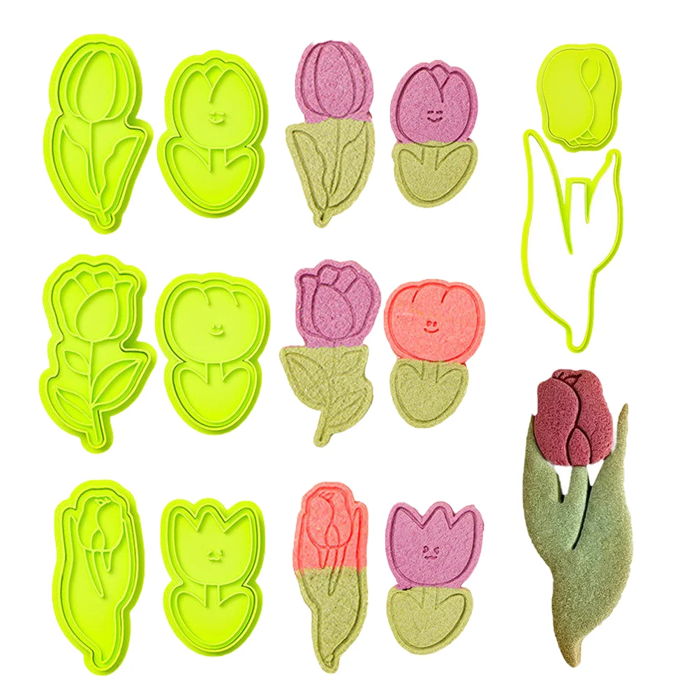 Mother's Day,Women's Day Theme Cookie Mold Flower Shape Stamp Tulip Cookie Mold DIY Baking Cookies Homemade Cookies Mold
