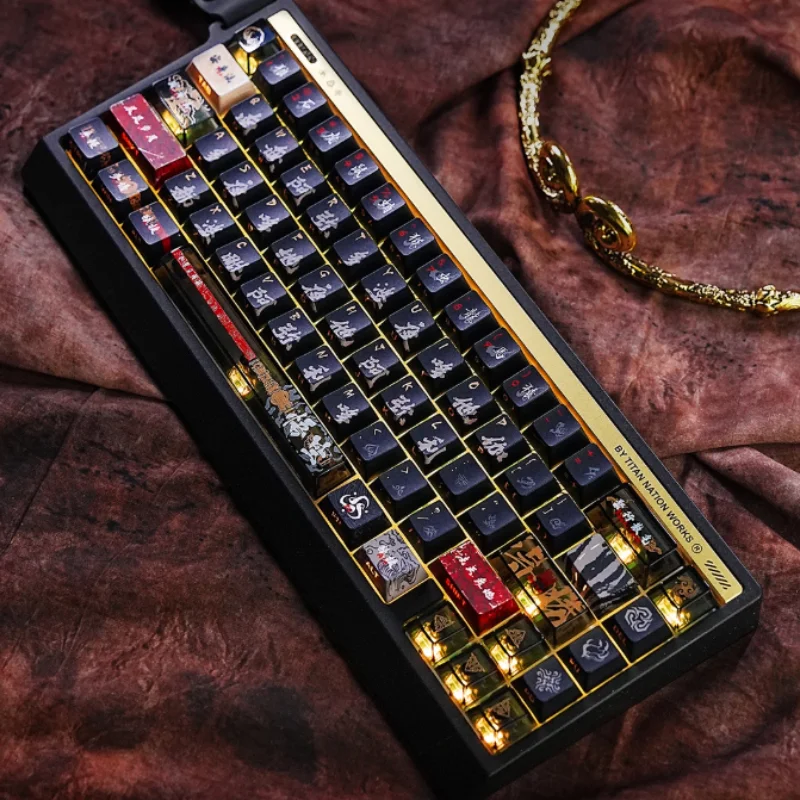 Black Myth Wukong Tastenkappe für mechanische Tastatur Cherry PBT, individuelle Seite mit Gravur, durchscheinendes PC-Gaming-Tastatur-Zubehör