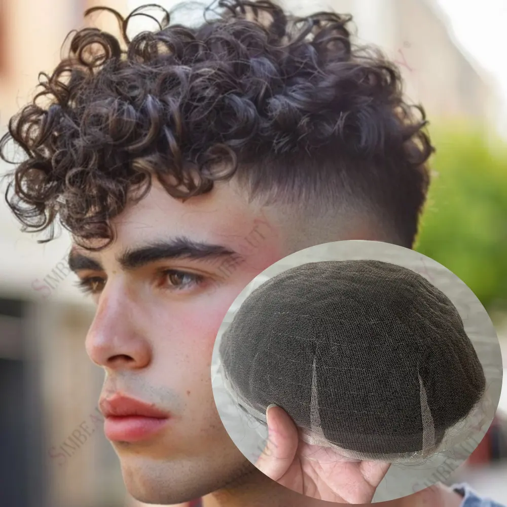 

18 мм вьющиеся блондинки коричневые серые черные мужские отбеленные узлы парик Remy человеческие волосы прочный швейцарский кружевной полный кружевной протез система