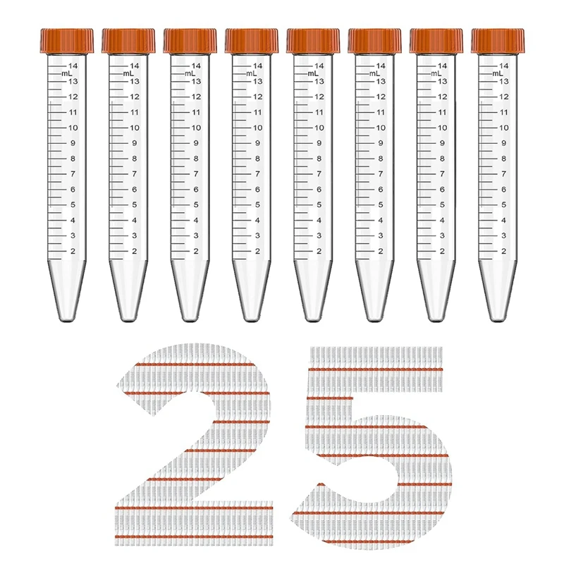 Conical Centrifuge Tube - 15ML Centrifuge Tubes, 25 Pcs Sterile Tubes With Leak-Proof Screw Caps, Conical Tubes Transparent