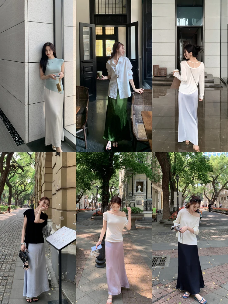 

Элегантная женская юбка-русалка средней длины с эластичной талией, облегающая, в корейском стиле, для повседневной носки, весна-лето, новинка