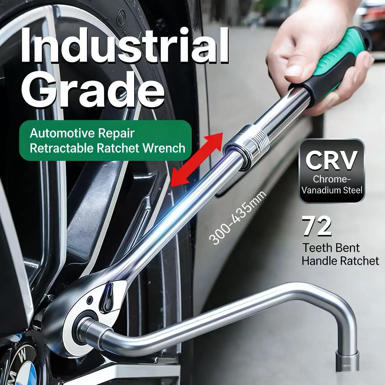 

72 Teeth Telescopic Ratchet Wrench Set 1/4" 3/8" 1/2" Drive Quick Release Reversible Extendable Handle Universal Socket Wrench A