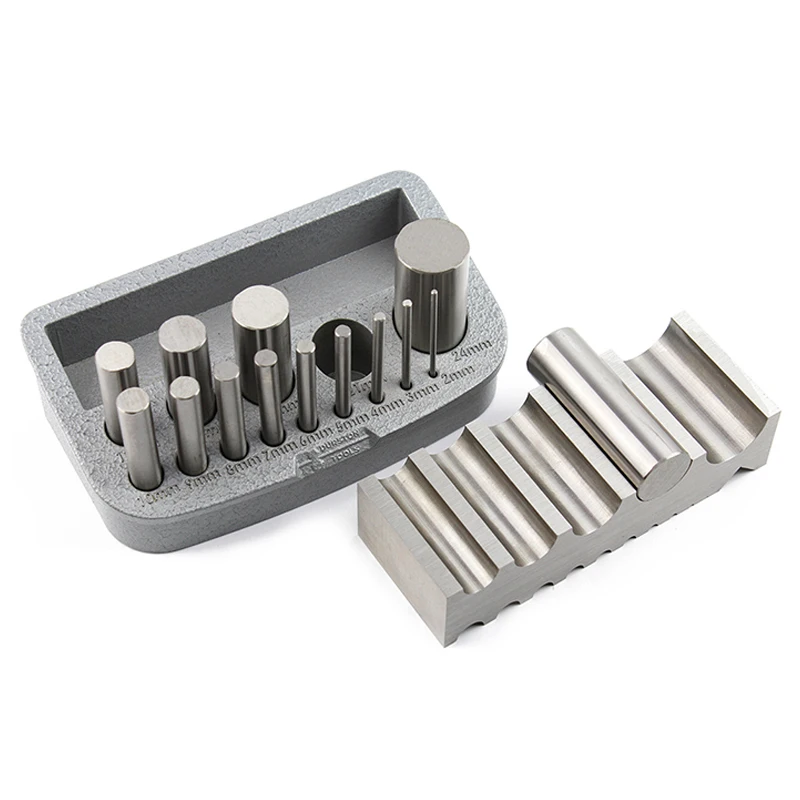 Durston Bending Block Set 14 Sizes Hardened Steel Rods & Polished Block for Jewelry Metal Forging Bending