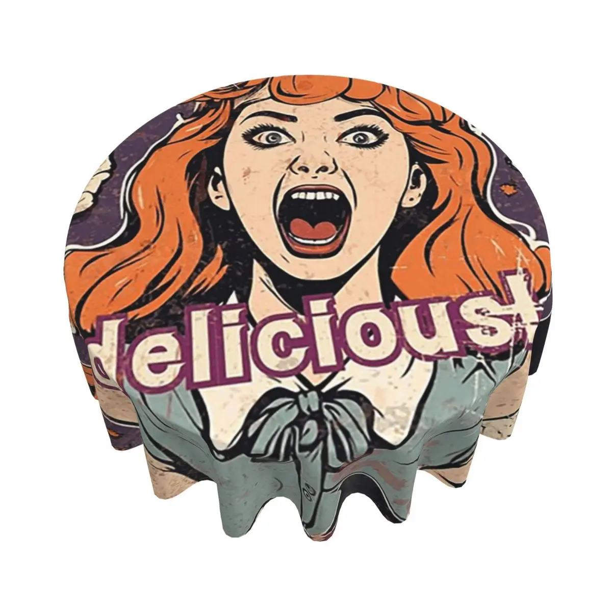 Reisbällchen ist köstlich! Halloween Girl Version Wasserdichte runde Tischdecke Tischdecke für Küchenveranstaltungen Esstischabdeckung