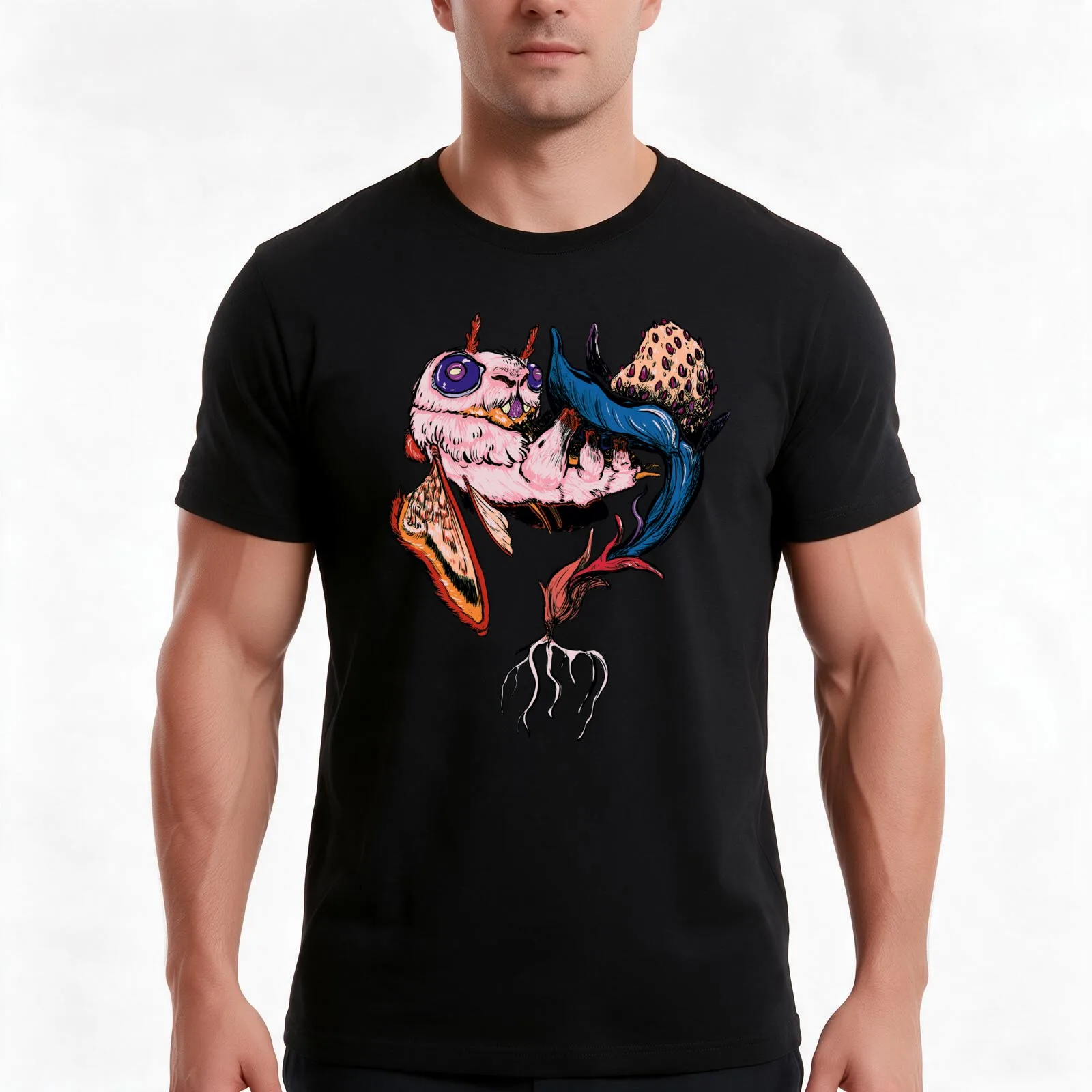 Phatmoth Resting on a Nightberry T-Shirt, Summer Casual Cotton Tee, Oversized Streetwear Tops, Vintage Graphic Print