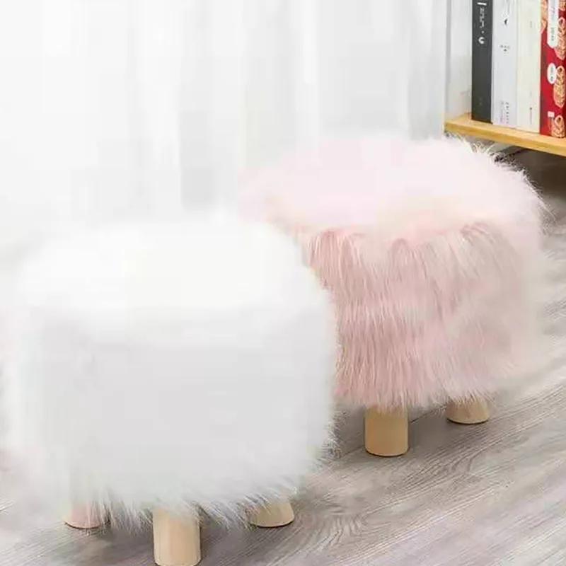 Adorable Shoes-changing Stool Plush Wooden Footrest Removable Chair Cover Soft Seat Cushion Home Decor Furnitu 가구 걸상