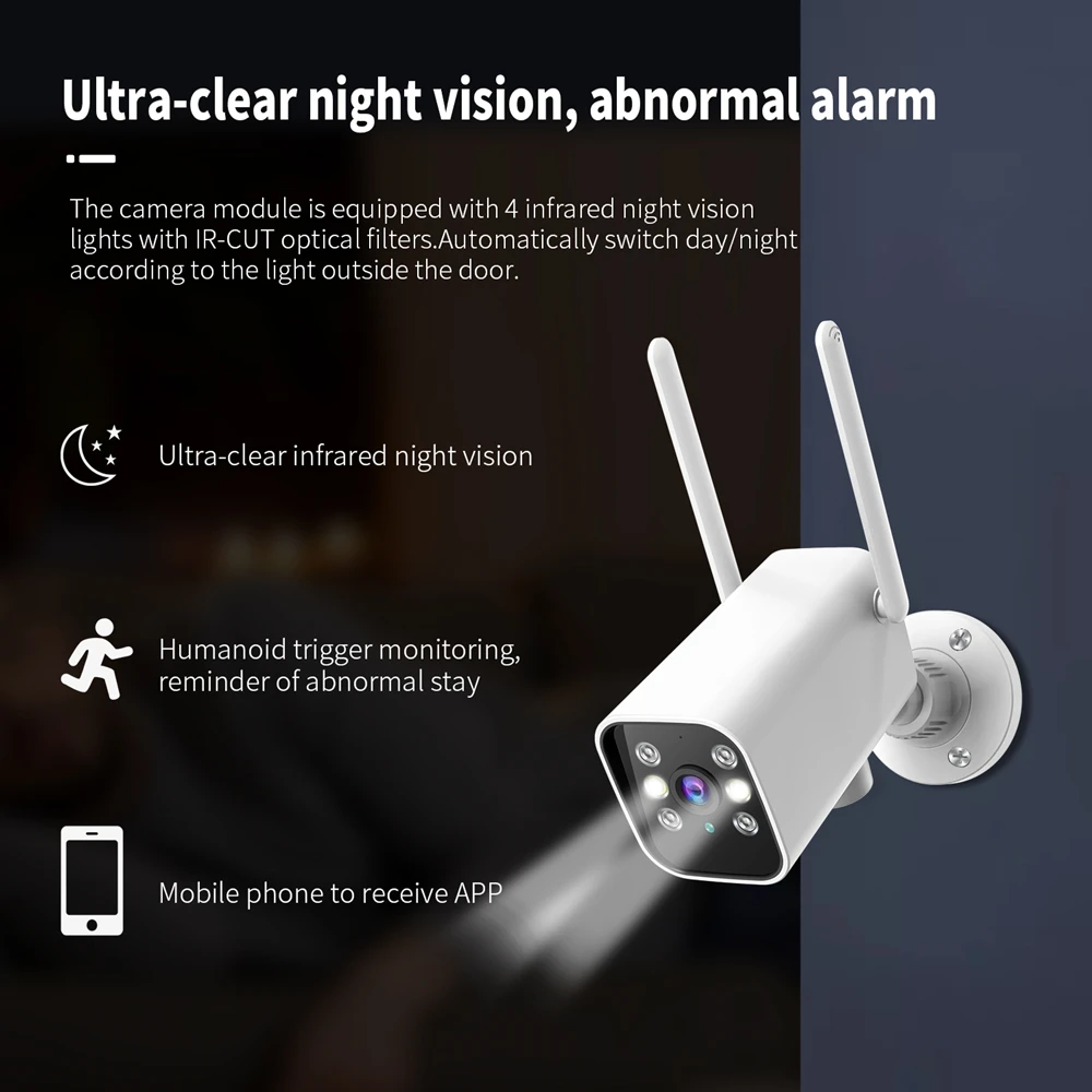 

WIFI Bullet Camera Открытая Беспроводная PTZ IP-камера Автоматическое отслеживание Ночное видение CCTV Умный дом Защита безопасности ICSEE