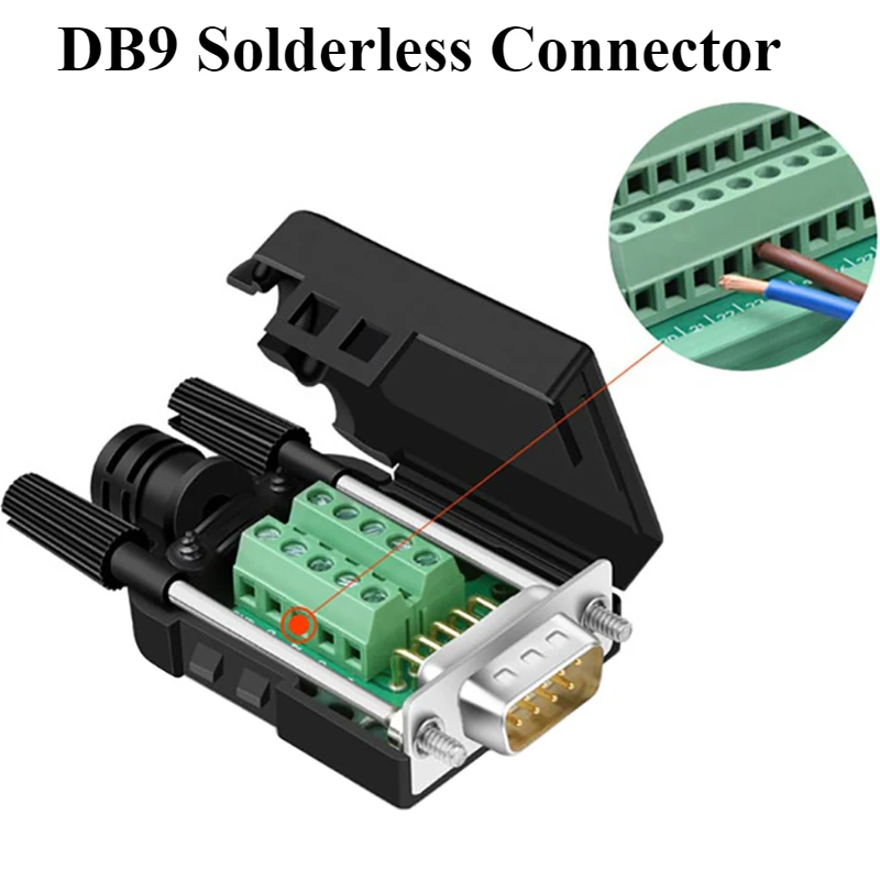 

RS232 RS485 DB9 Connector Male Female 9 Pin Breakout Terminals COM Connector D-SUB Terminals 21-24 AWG Wire Solderless Connector