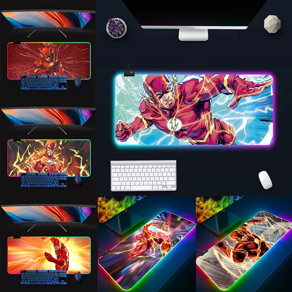 

Marvel Cartoon Super Flash RGB Pc Gamer Keyboard Mouse Pad Mousepad LED Glowing Mouse Mats Rubber Gaming Computer Mausepad