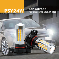 2Pcs/set Auto Turn Signal Light PSY24W PG20/4 12188 LED Lamp for Citroen C5 MK3 X7 2008- General Car Light Parts