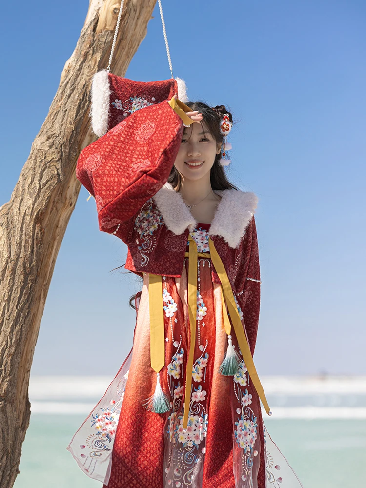 

Original Chinese Sle ort Jaet Set with Embroidered Dr by Liu Zifei from Feiyutang for Women Autumn Winter Colle...