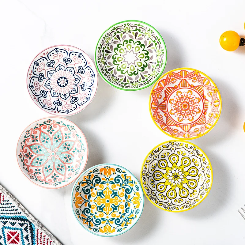 Vintage household ceramic tableware rice bowl, Moroccan Bohemian rice bowl, flavor dish, dipping dish, seasoning dish