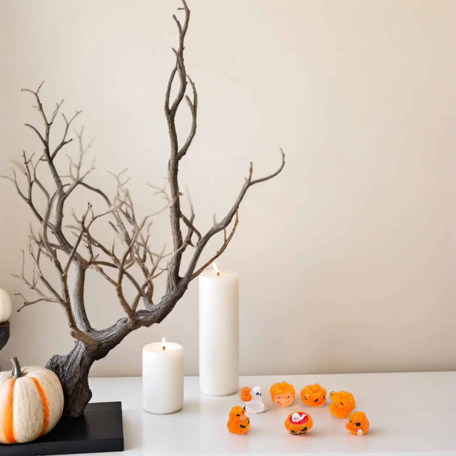 

7pcs Halloween Decorations Mini Ghost Pumpkin Figurines Tiny Resin Craft For Diy Party Home Fall Decor Halloween Village