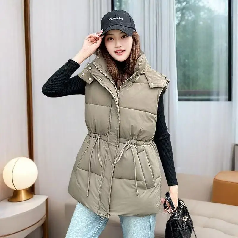 

Женский жилет, горячая распродажа сезона, новый стиль, осенне-зимний хлопковый жилет с капюшоном, без рукавов, корейская версия, универсальный