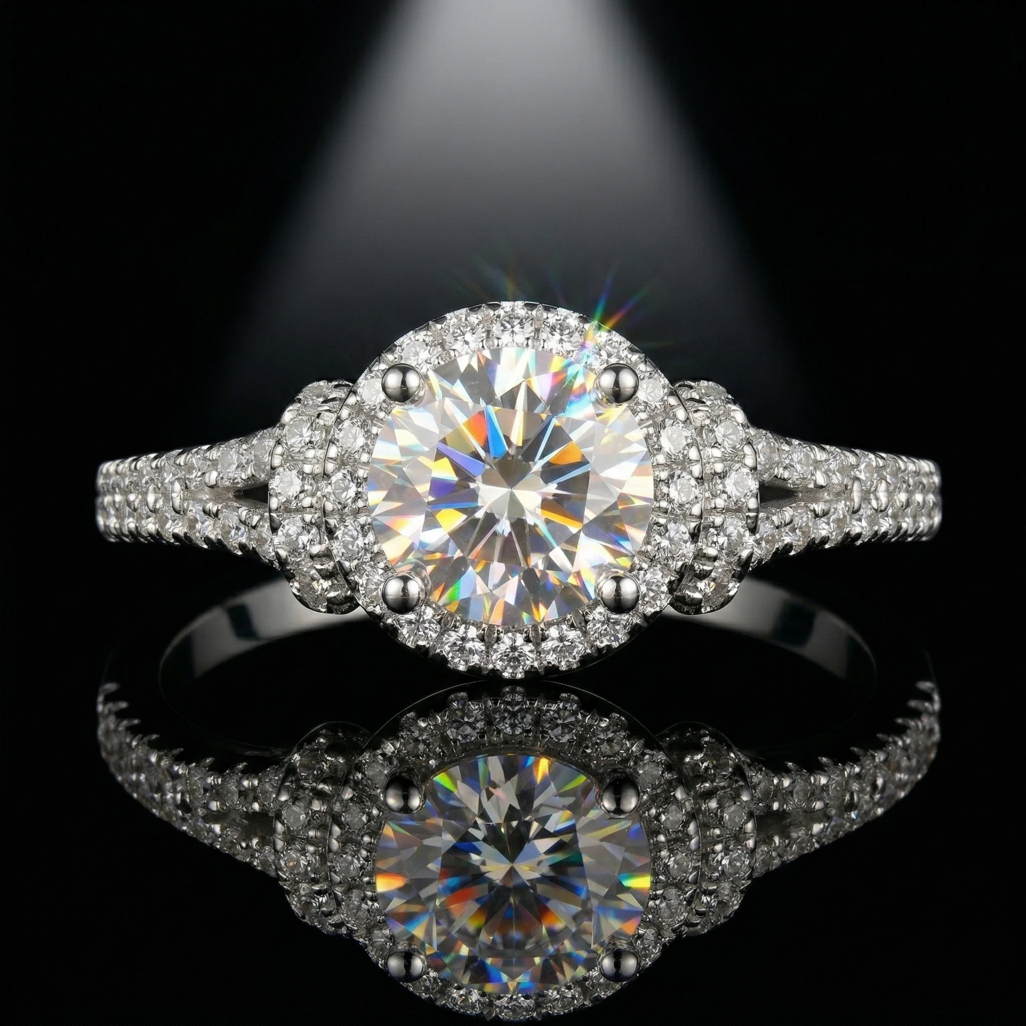 

Кольцо с муассанитом, серебро 925 пробы, цвет D, чистота VVS1, 1 карат, оправа Halo, легкая роскошь, для помолвки, женское, с сертификатом