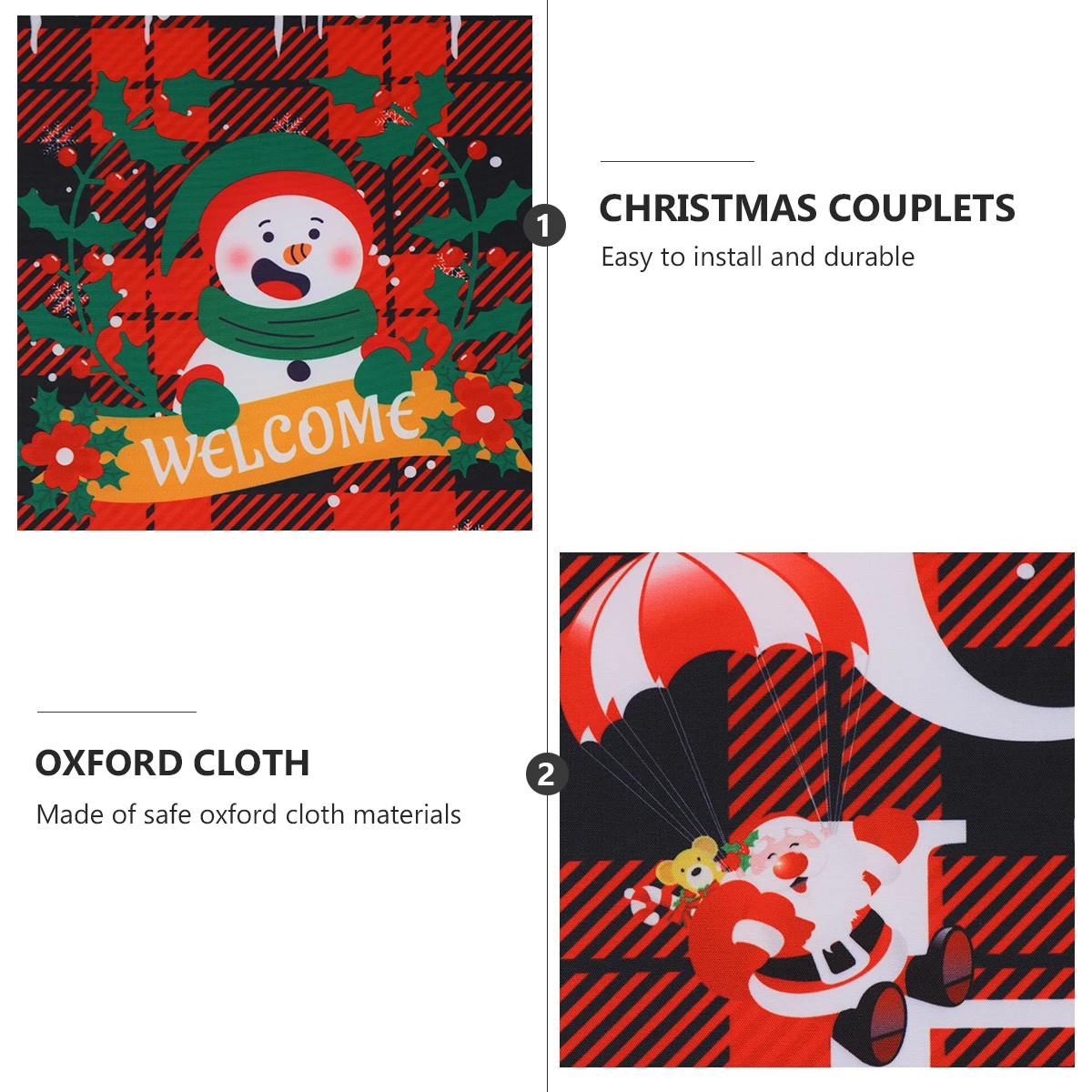 

1 Pair Christmas Couplets Adornment Oxford Cloth Hanging Banners Wall Decoration For Festival Xmas Supplies Party Decor