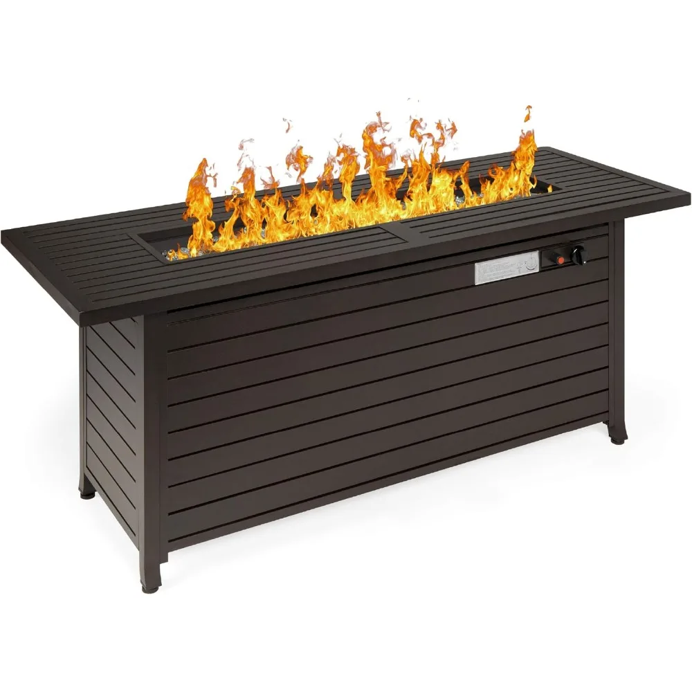 57in Propane Gas Fire Pit Table, for Outside, Patio w/Extruded Aluminum Table Top, Burner Lid, Storage, Cover,Outdoor Fire Table