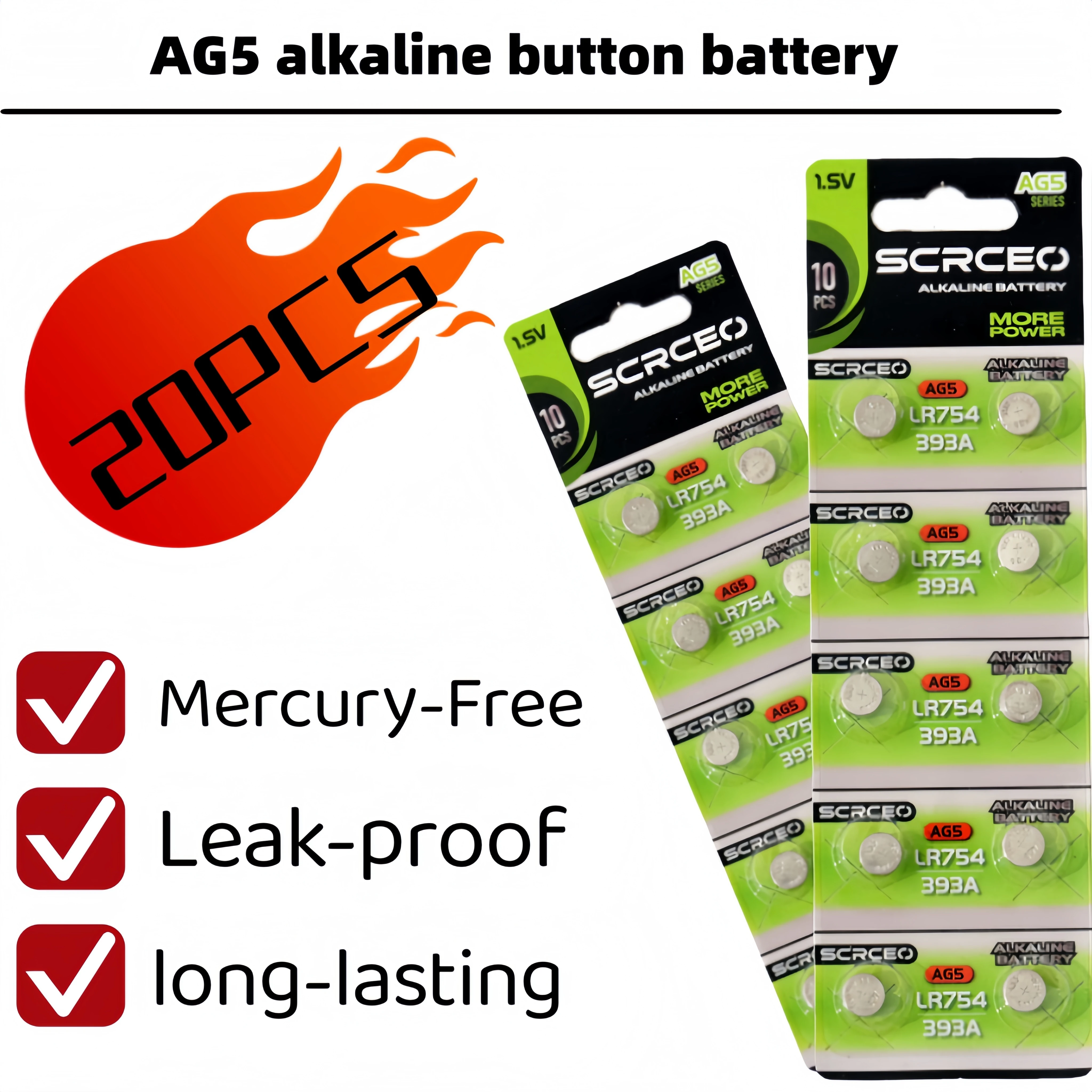 20-50PCS AG5 LR754 393 SR754 193 LR48 1.5V Alkaline Button Coin Battery For Watch Toys Calculator Remote Control